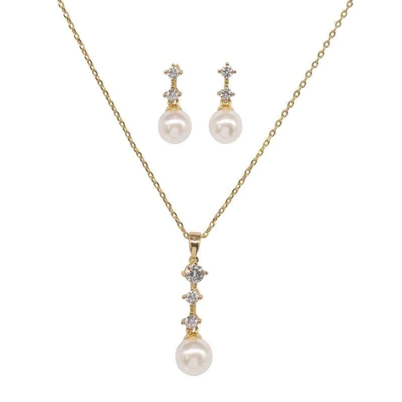 Pearl and Crystal Bridal Jewelry Set 7310 - Elegant Wedding Accessories for Bride, Bridesmaids & Special Occasions | Perfect for Weddings, Prom & Formal Events