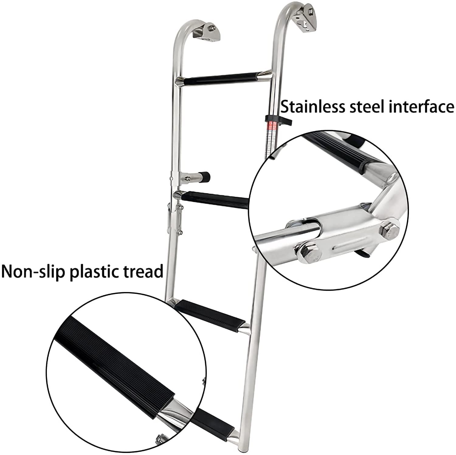 Stainless Steel 4-Step Telescoping Pontoon Boat Ladder - Lightweight Marine Swim Deck Ladder for Yachts, Pools & Rear Entry | Perfect for Swimming, Diving & Water Sports Activities