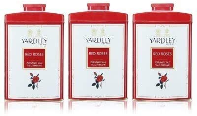 Yardley Red Rose Scented Talcum Powder 250g (Pack of 3) | Fragrant Body Powder for Women & Men | Soft Skin Care, Post-Shave, After Bath & Summer Freshness