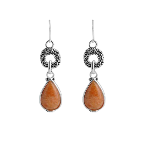 Exquisite Orange Jade Teardrop Earrings for Women - Handmade Dangle Drop Earrings - Elegant Jewelry Gift for Birthday, Anniversary & Special Occasions - Perfect for Weddings, Parties & Evening Events