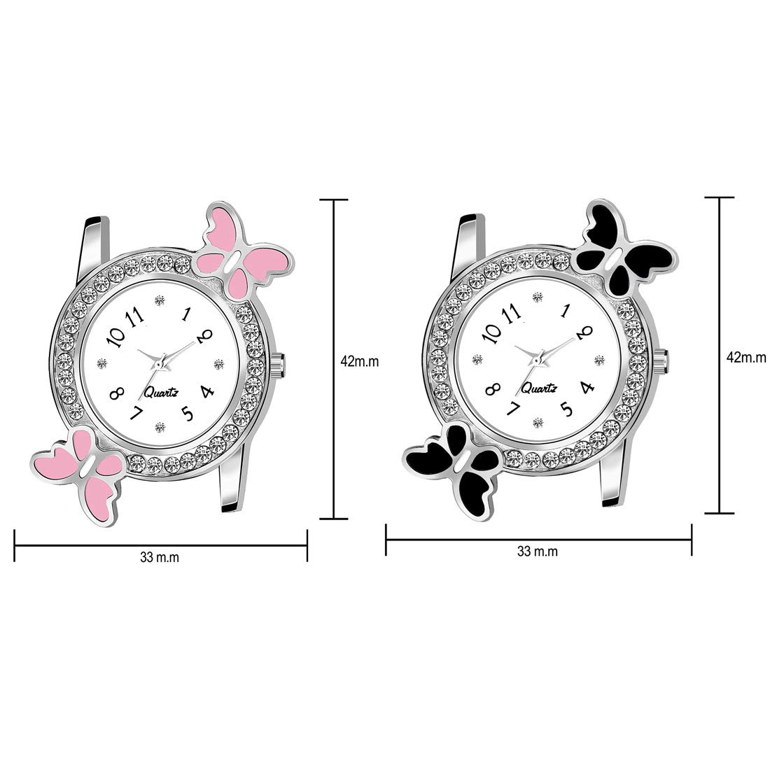 HIRA Black and Pink Butterfly Dial Women's & Girls Watches - Stylish Fashion Timepiece for Casual Wear, Office, and Special Occasions