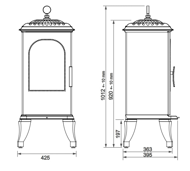 Westbo Victoria 100 BIO Cast Iron Stove - Efficient Wood Burning Fireplace for Cozy Home Heating & Cabin Decor