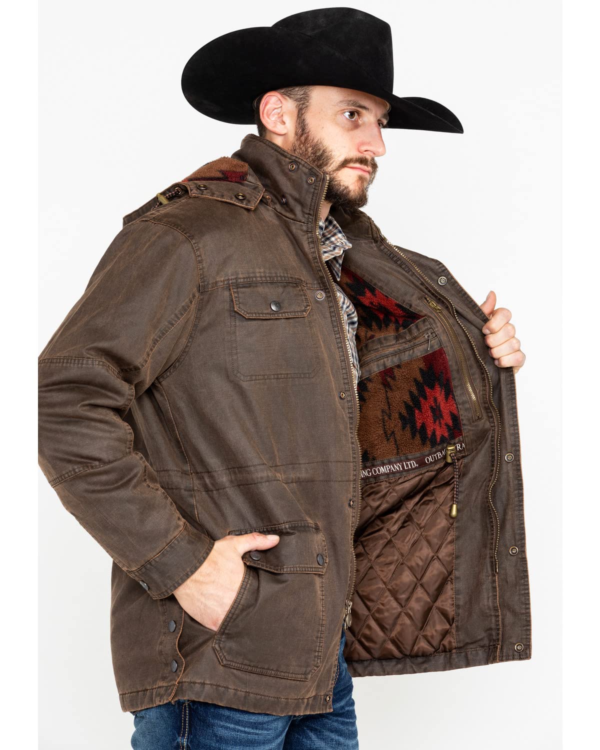 Outback Trading Company Men's Langston Water-Resistant Western Jacket - Warm Canyonland Outerwear for Casual Wear, Hiking & Outdoor Adventures