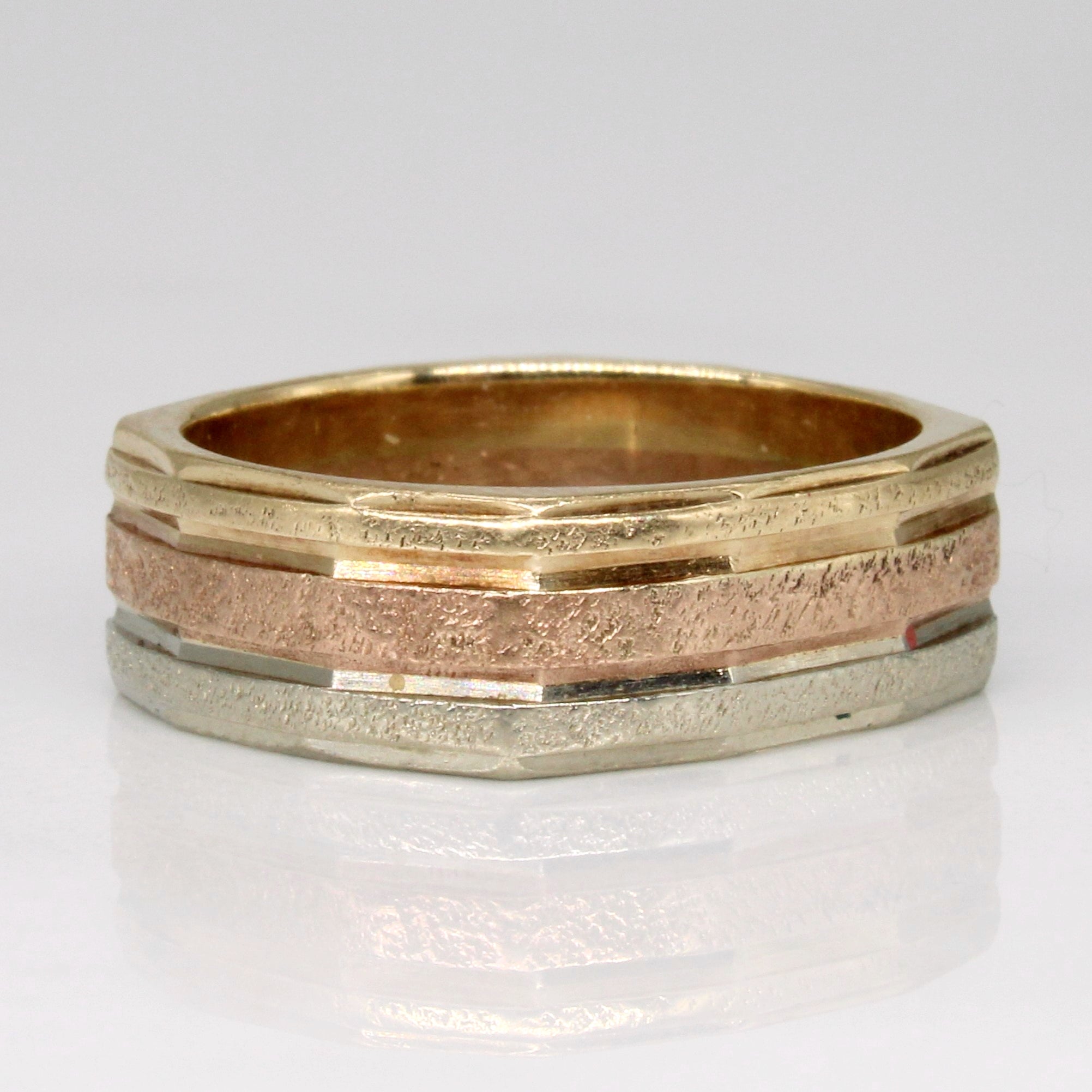 10K Tri-Tone Gold Ring for Women - Size 6.75 - Elegant Stackable Band for Everyday Wear, Anniversary Gift & Wedding Jewelry