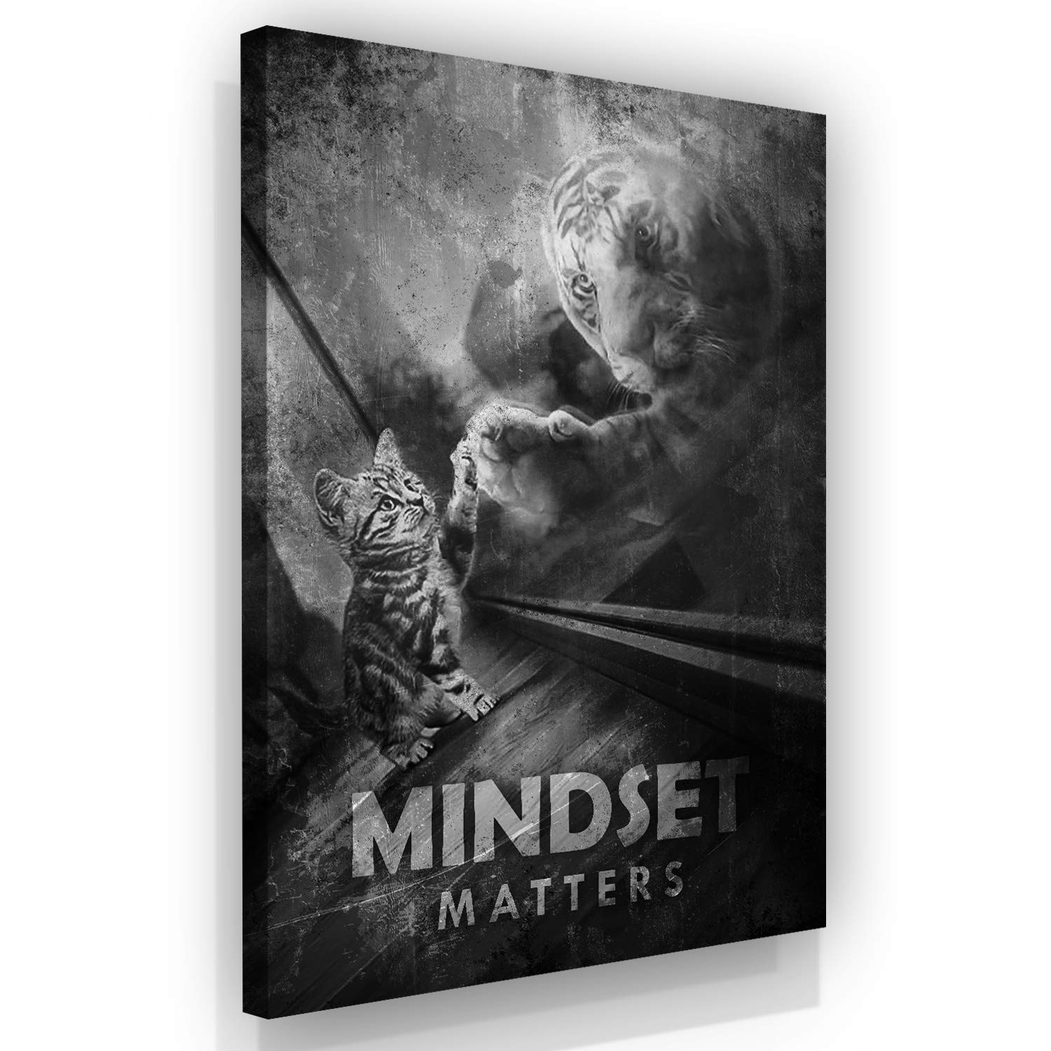 Inspiring Motivational Wall Art Canvas Print - Mindset Matters Tiger Design (40