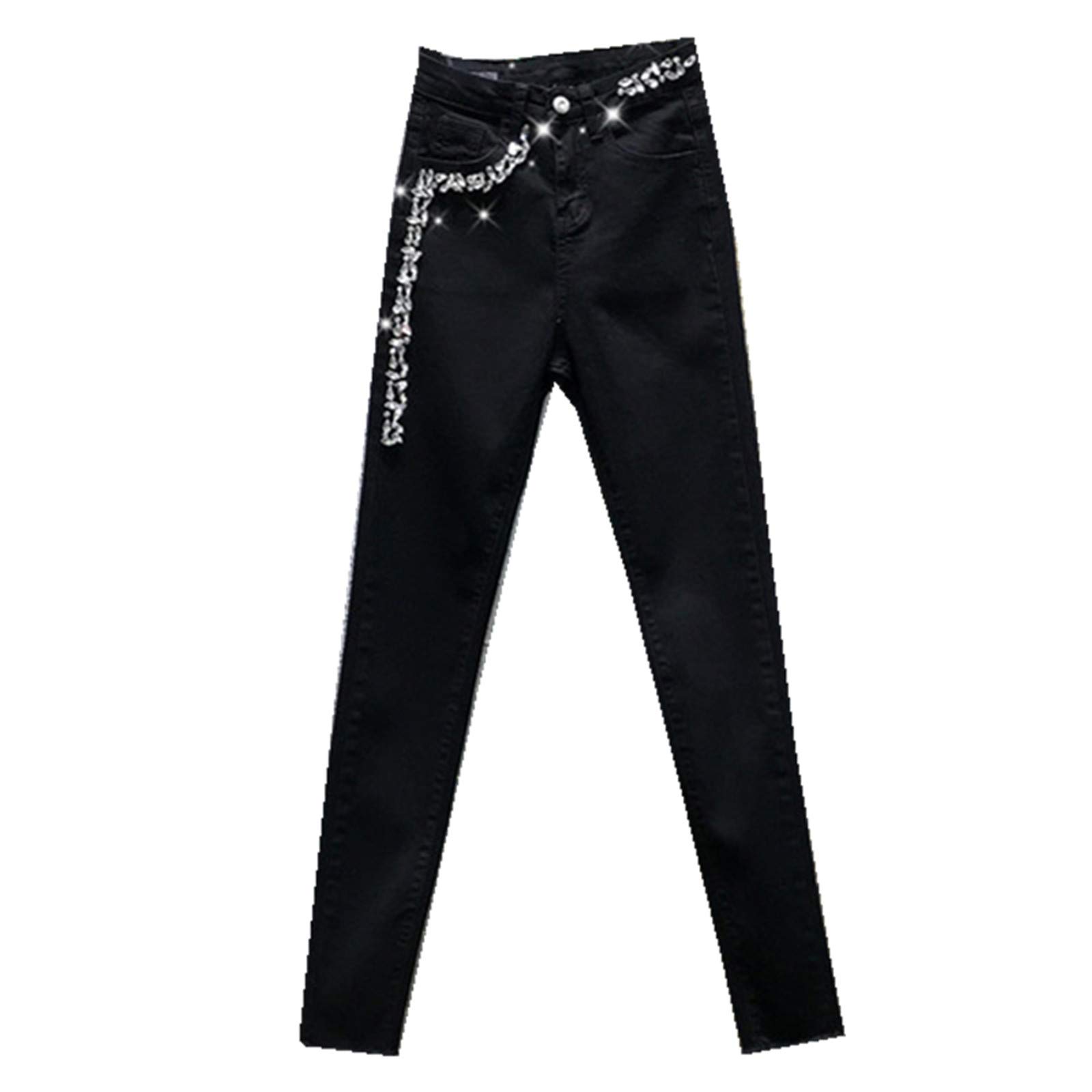 MNXOIA Women's High Waist Skinny Jeans - Stretch Denim Pants with Beaded Design for Spring & Summer | Slim Fit Pencil Pants for Students & Casual Wear | Perfect for Office, Dating and Daily Outfits