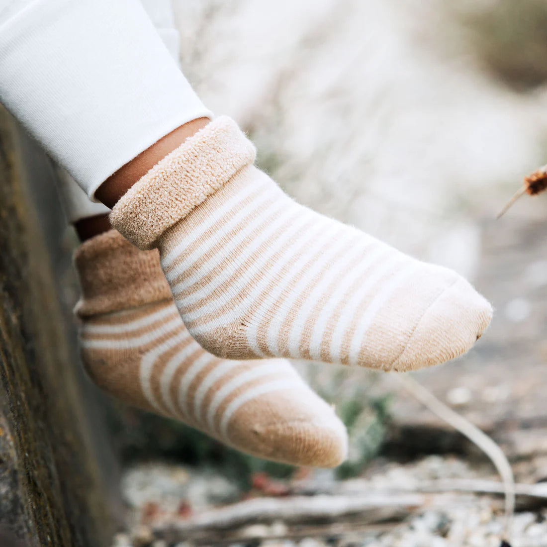 Fibre For Good Baby Socks 3-Pack Striped (0-6 Months) - Soft Cotton Newborn Socks for Boys & Girls - Perfect for Nursery, Outfits & Gifting
