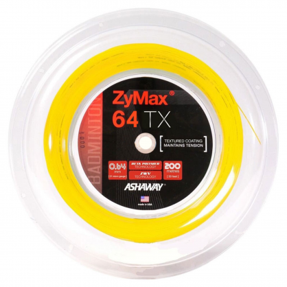 Ashaway Zymax 64 TX Badminton String Reel - High Performance Synthetic Gut for Tournament Play & Professional Training