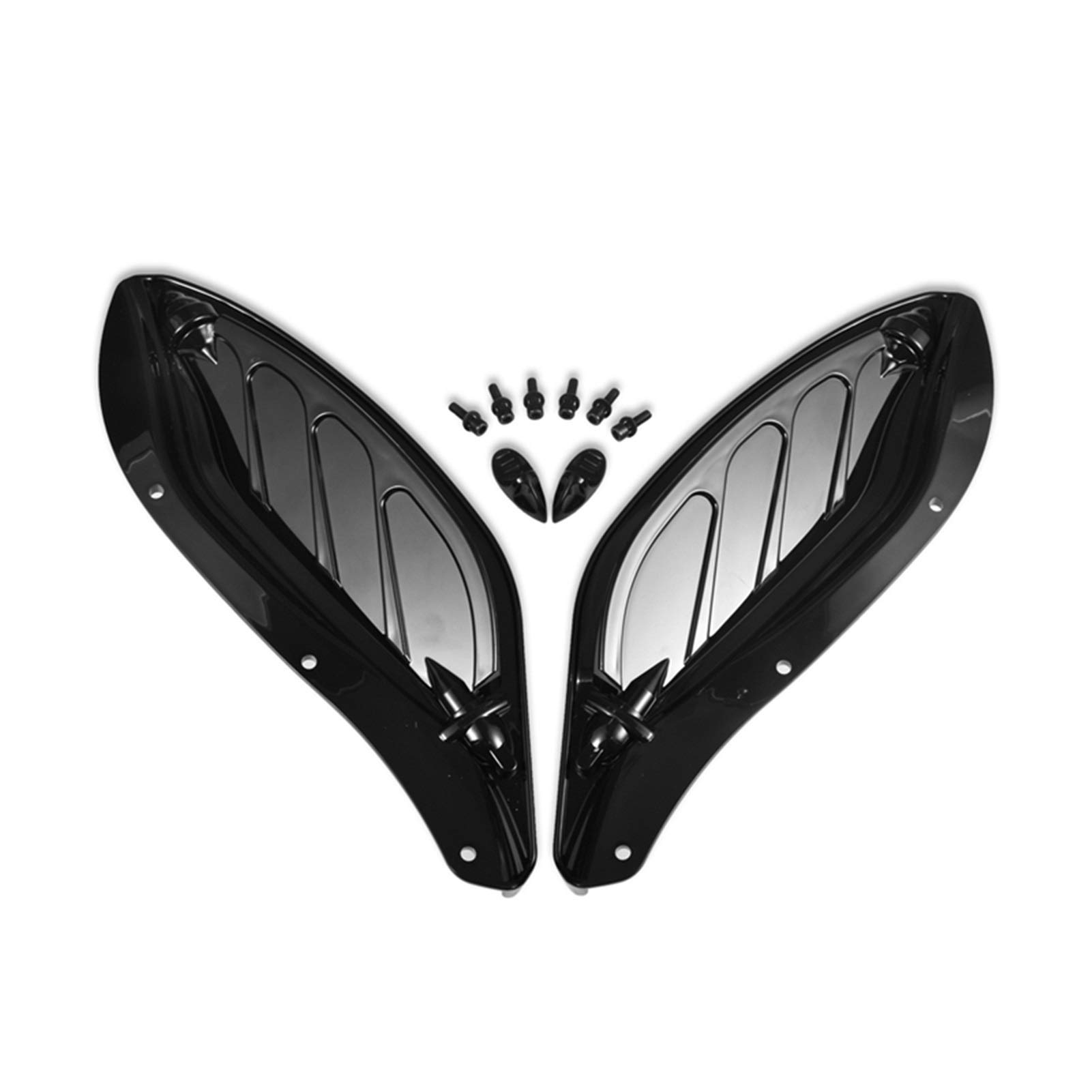 Universal Motorcycle Windshield Deflector - Adjustable Side Wing Air Deflector Fairing for Harley Glide 96-13 Electra Street (Black/Grey) - Reduce Wind Noise & Improve Riding Comfort on Long Highway Trips