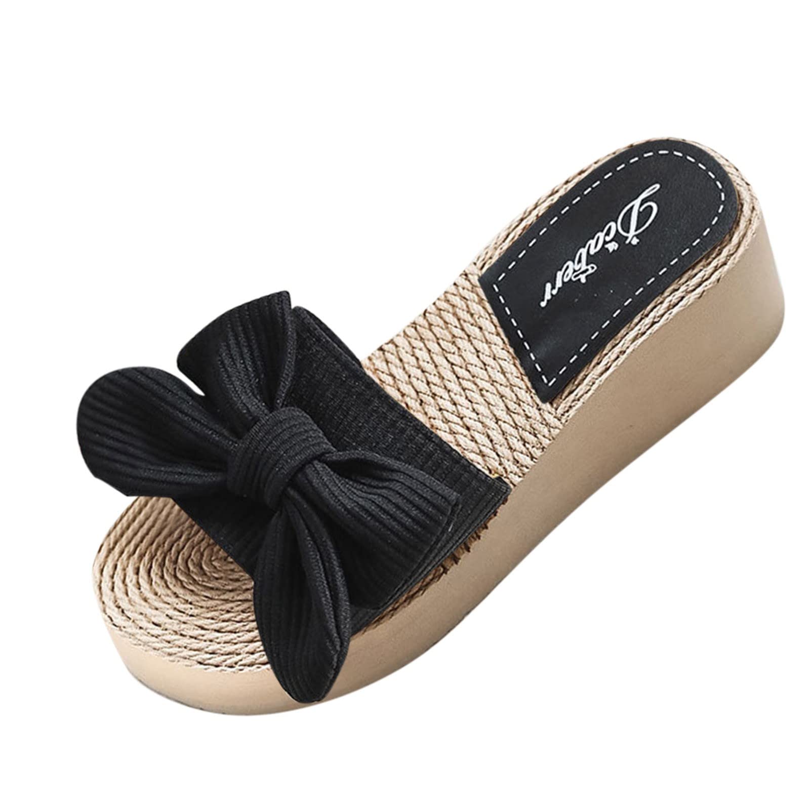 Women's Summer Wedge Sandals - Fashion Bow Beach Slippers for Spring & Casual Wear | Comfortable Warm House Shoes for Women | Perfect for Beach Vacations, Outdoor Walks & Home Relaxation