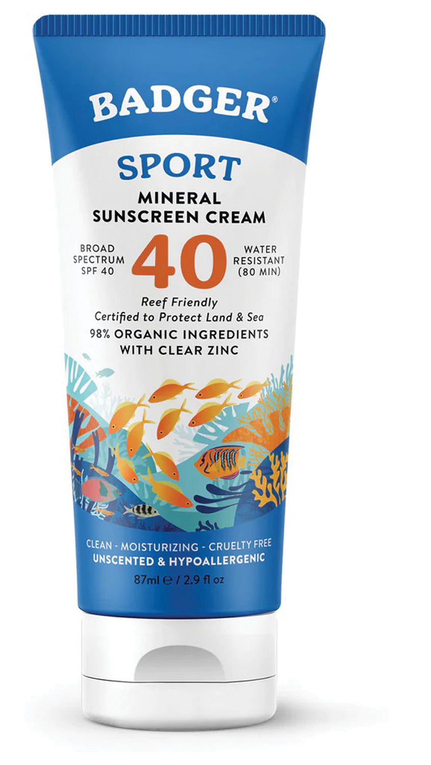 Badger SPF 40 Zinc Oxide Sunscreen 2.9oz - Natural Mineral Sunscreen for Face & Body | Broad Spectrum UVA/UVB Protection, Water Resistant, Reef Safe | Perfect for Beach, Swimming & Outdoor Activities