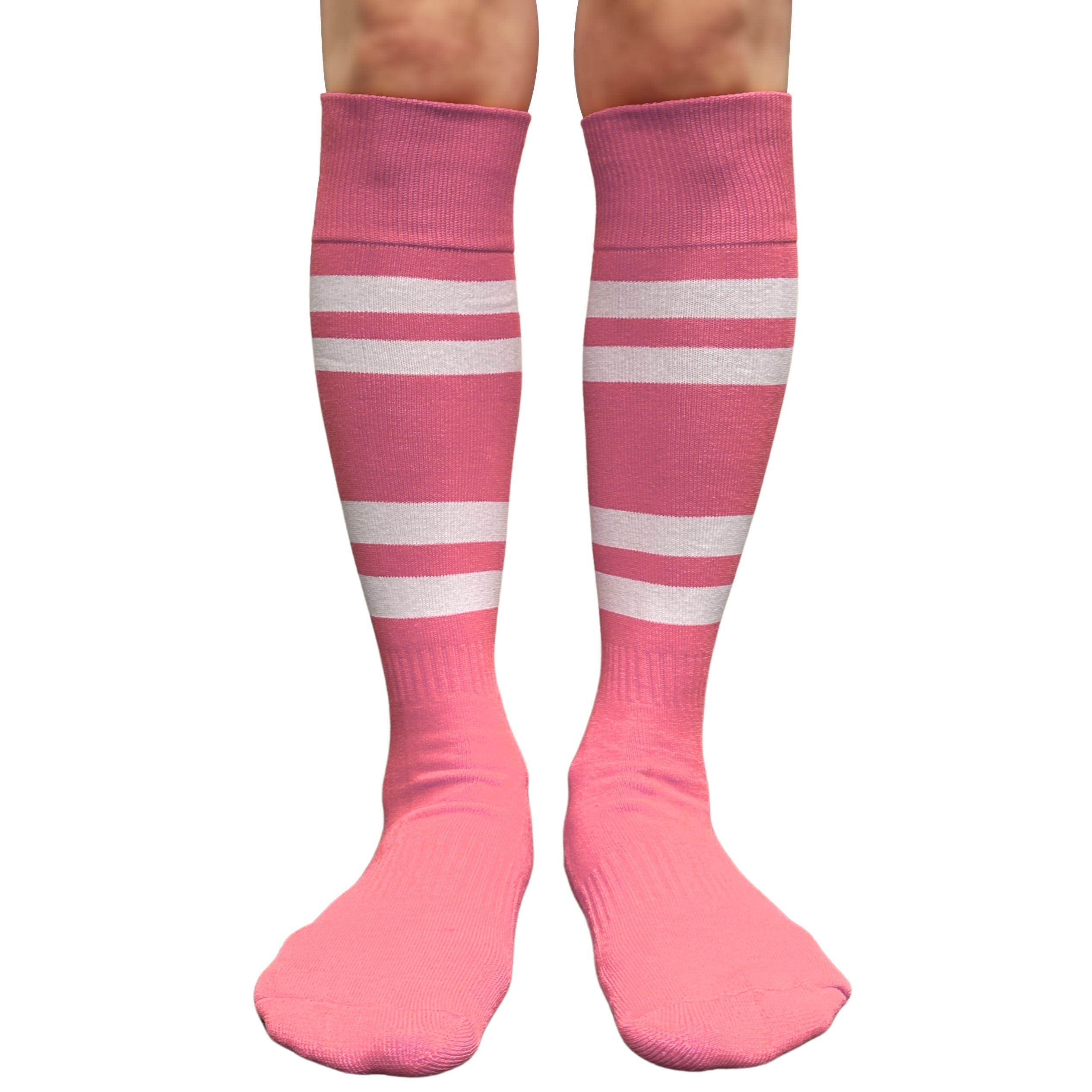 COUVER Striped Knee High Sports Soccer Socks - Breathable Cushioned Athletic Socks for Men & Women - Perfect for Soccer, Running, and Gym Workouts