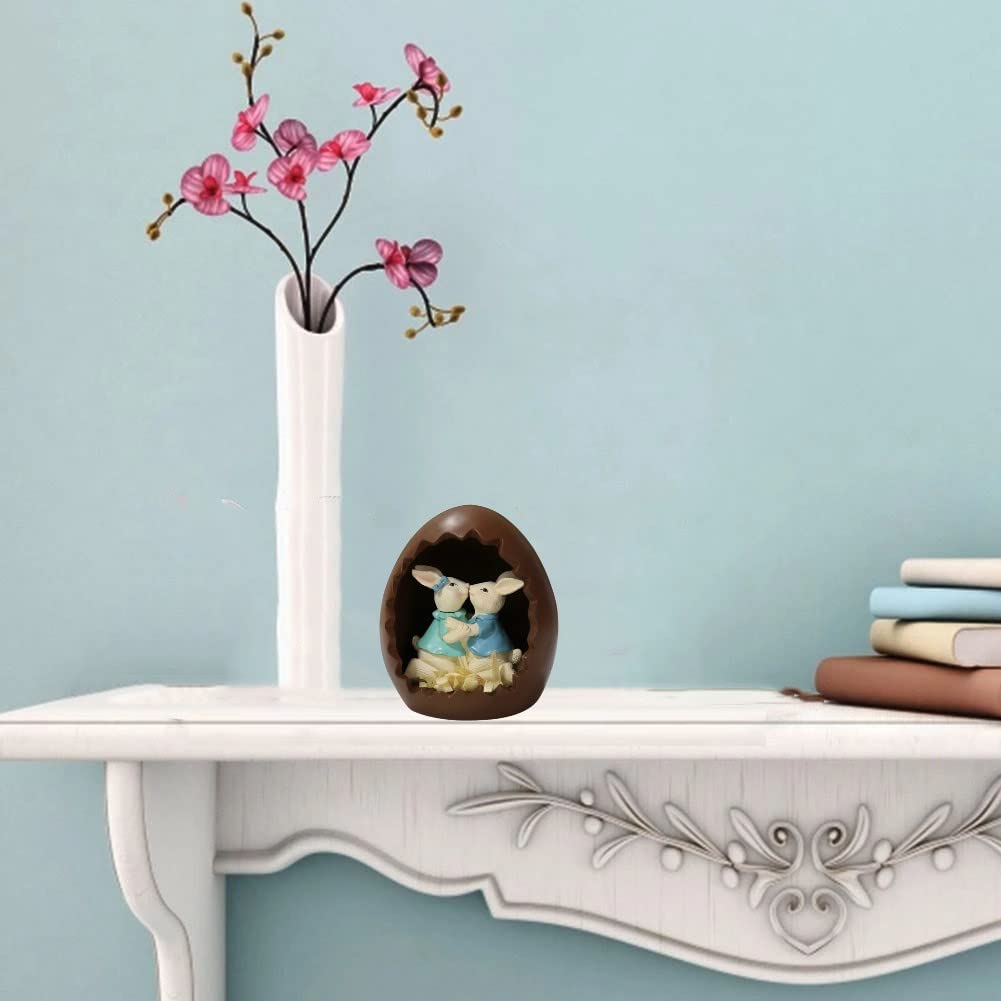 Easter Bunny Chocolate Eggshell Ornament - Handmade Resin Rabbit Tabletop Decor for Easter, Spring, and Home Decoration | Perfect for Easter Gifts, Party Favors, and Holiday Decor