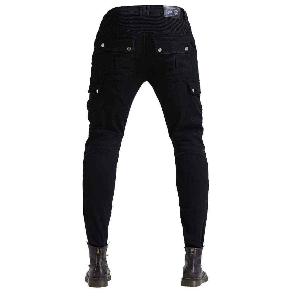 Takuey Aramid Fiber Motorcycle Riding Jeans - CE Certified Protective Pants with Silicone Knee Pads for Men (Size XXL/36, Waist 39.4