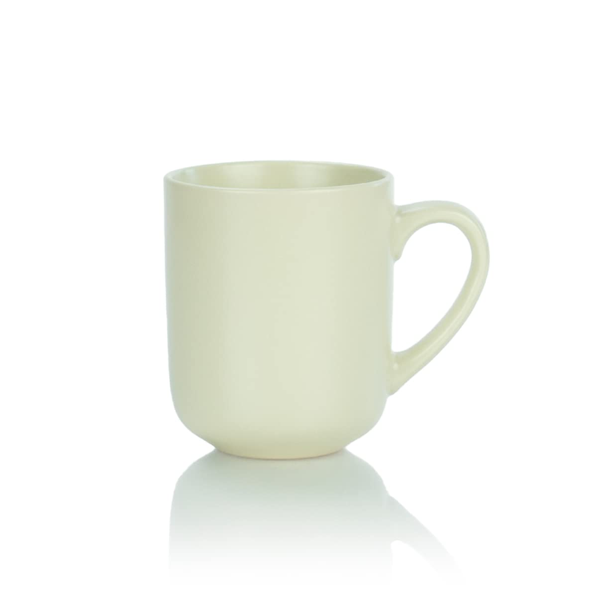 Modern Flat Dinnerware Set - 15oz Coffee Mugs (Set of 4, Beige) | Elegant Stoneware Cups for Home, Office & Restaurant Use | Dishwasher & Microwave Safe