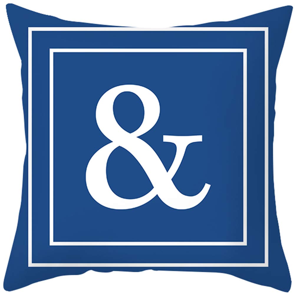 JooMeryer Blue English Alphabet Throw Pillow Cover 18x18 Inch - Decorative Square Cushion Case for Sofa, Bed, Chair & Car - Perfect for Home Decor, Nursery, Dorm Room & Gift Giving