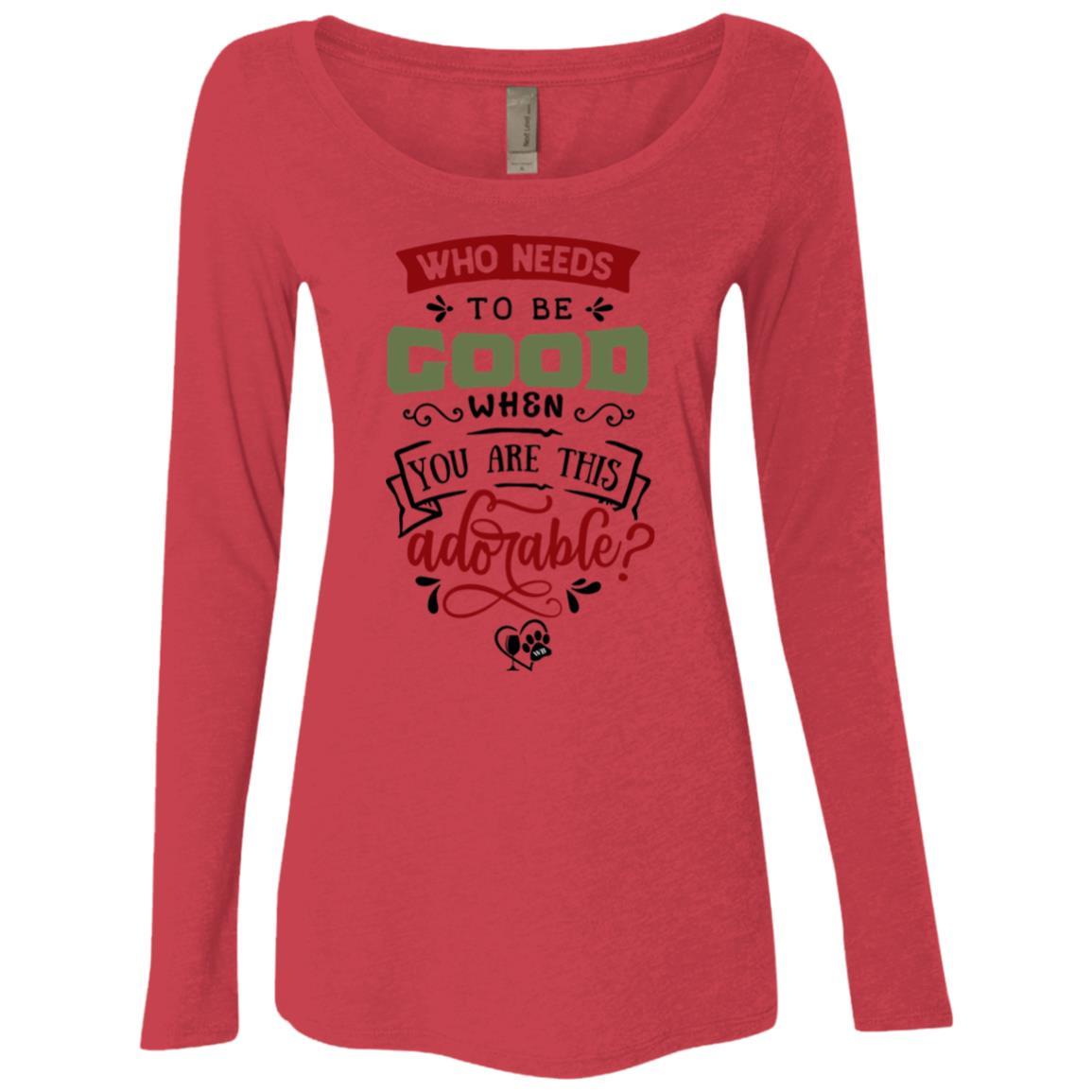WineyBitches.Co Women's Long Sleeve Scoop Neck Tri-Blend T-Shirt - Soft & Comfortable for Casual Wear, Lounge, and Everyday Outfits