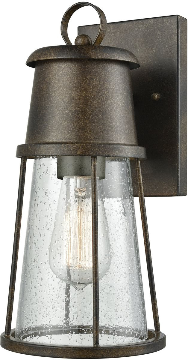 13H Crowley Outdoor Wall Light - Hazelnut Bronze Finish with Clear Seedy Glass - Weatherproof Exterior Sconce for Porch, Patio & Garden Lighting