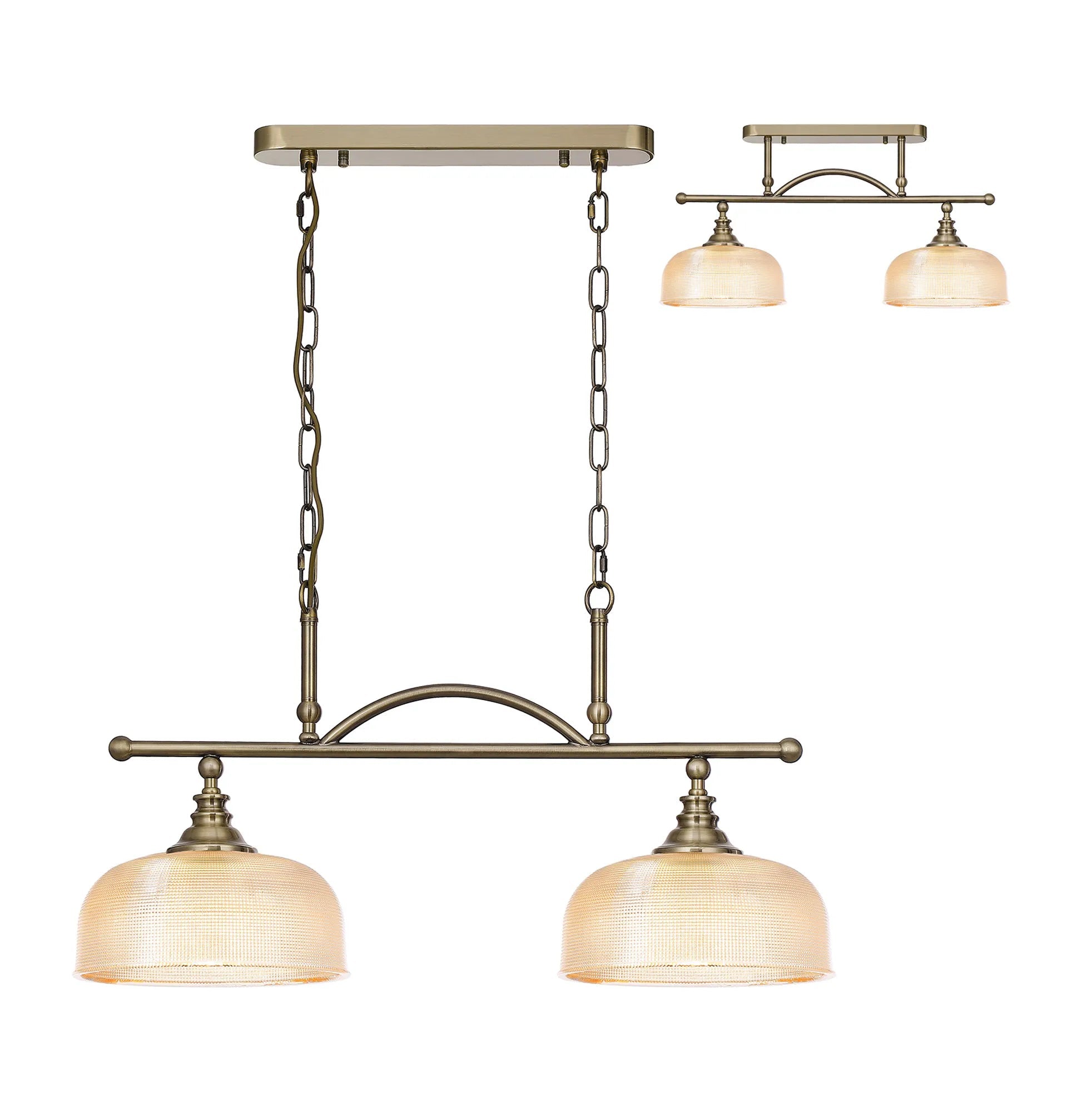 Antique Brass/ Amber Glass