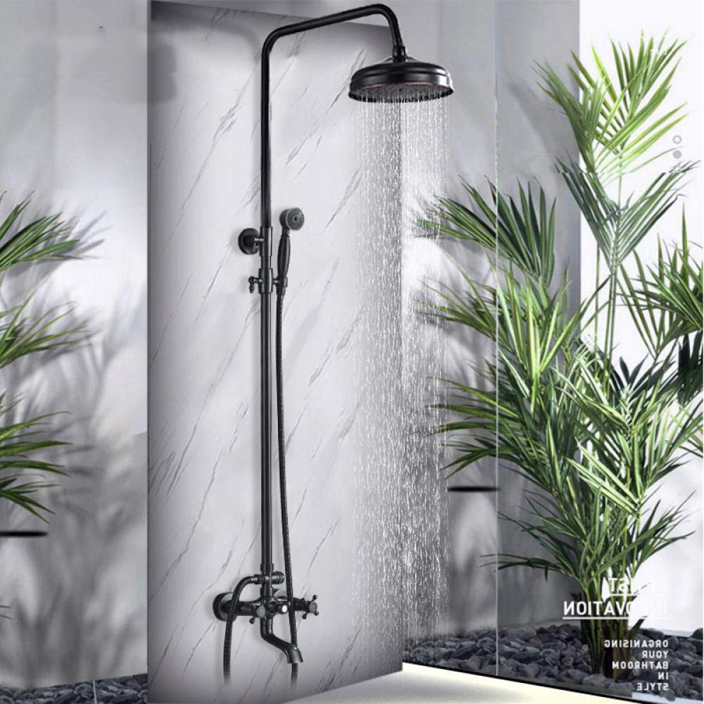 8 Inch Rainfall Shower Head Set - Brass Black Bronze Wall Mount Dual Handle Faucet Mixer Tap for Bathroom | Perfect for Modern Home Spa Experience & Water Saving