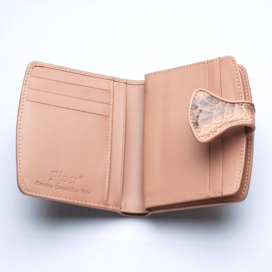 Two-Tone Old Rose Crocodile Embossed Women's Wallet - Luxury Leather Clutch for Everyday Use & Special Occasions