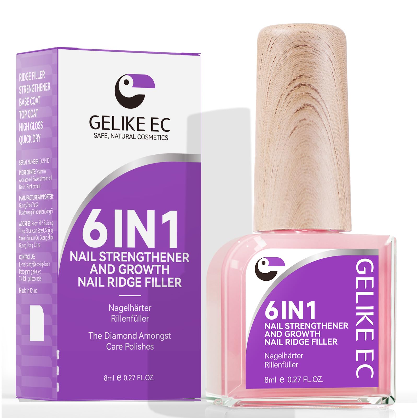 **6-in-1 Candy Pink Nail Strengthener Protein – Extra Strong Natural Nail Hardener & Growth Oil for Damaged Nails – Long-Lasting Repair for Salon, Home & Daily Use**    *(Use Case: Perfect for brittle nails, salon treatments, at-home manicures, and daily nail care routines.)*
