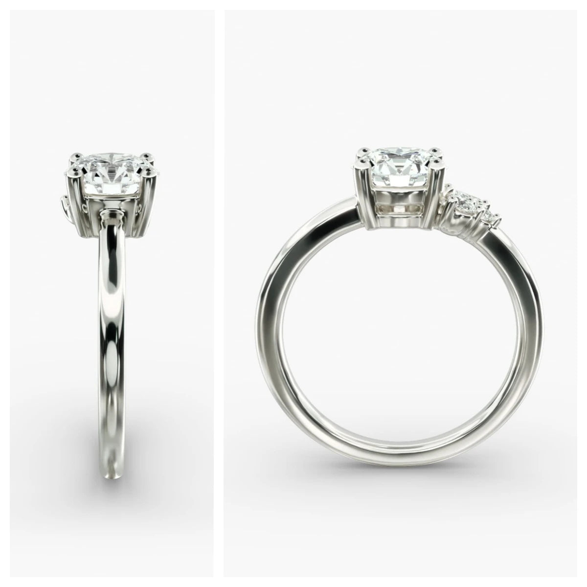 14K/18K Asymmetrical Marquise & Round Cluster Diamond Wedding Ring - D Color VVS Lab-Created Diamonds | Elegant Bridal Jewelry for Engagement, Wedding & Anniversary Gifts