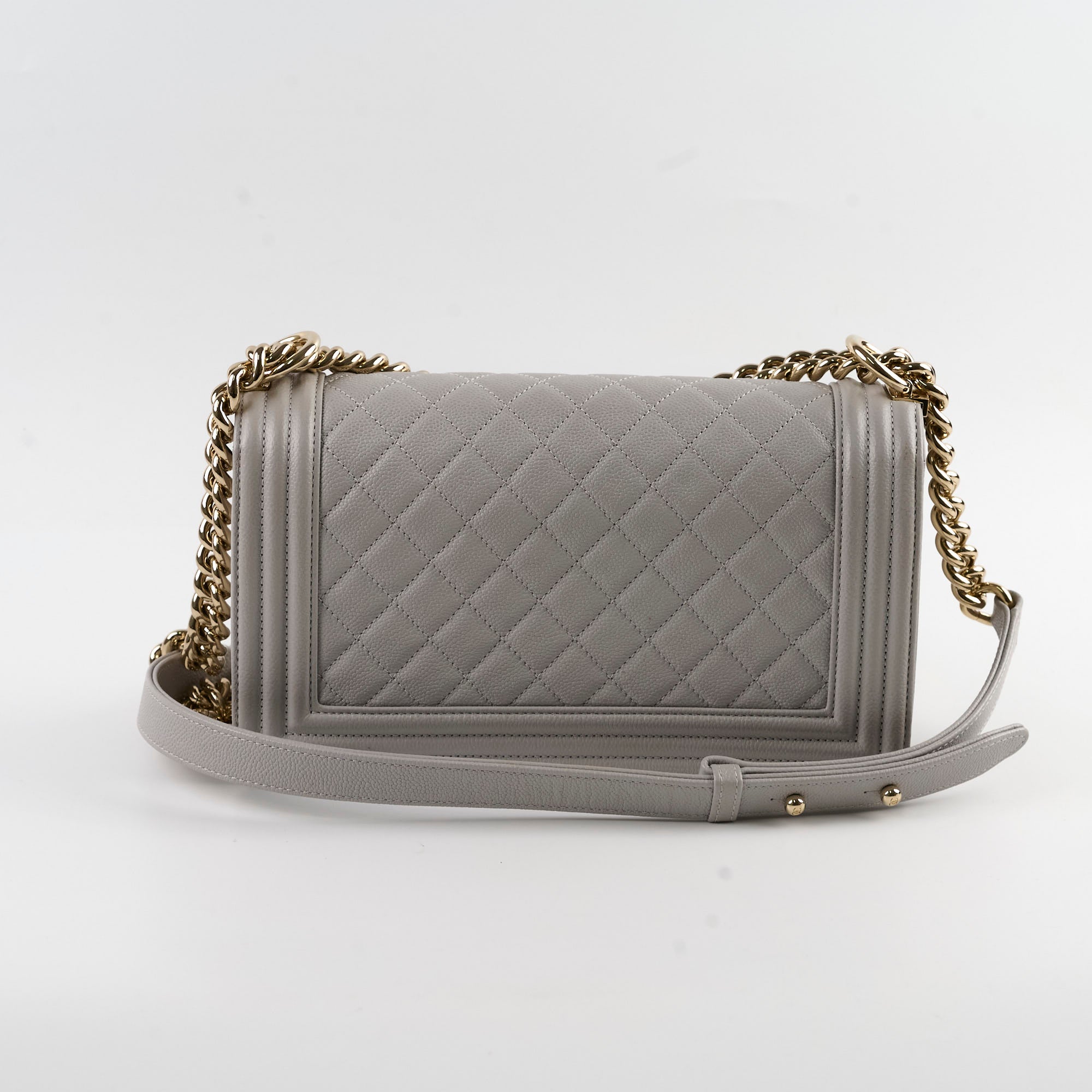 Chanel Caviar Leather Old Medium Flap Bag in Grey with Microchip - Perfect for Luxury Everyday Use & Special Occasions