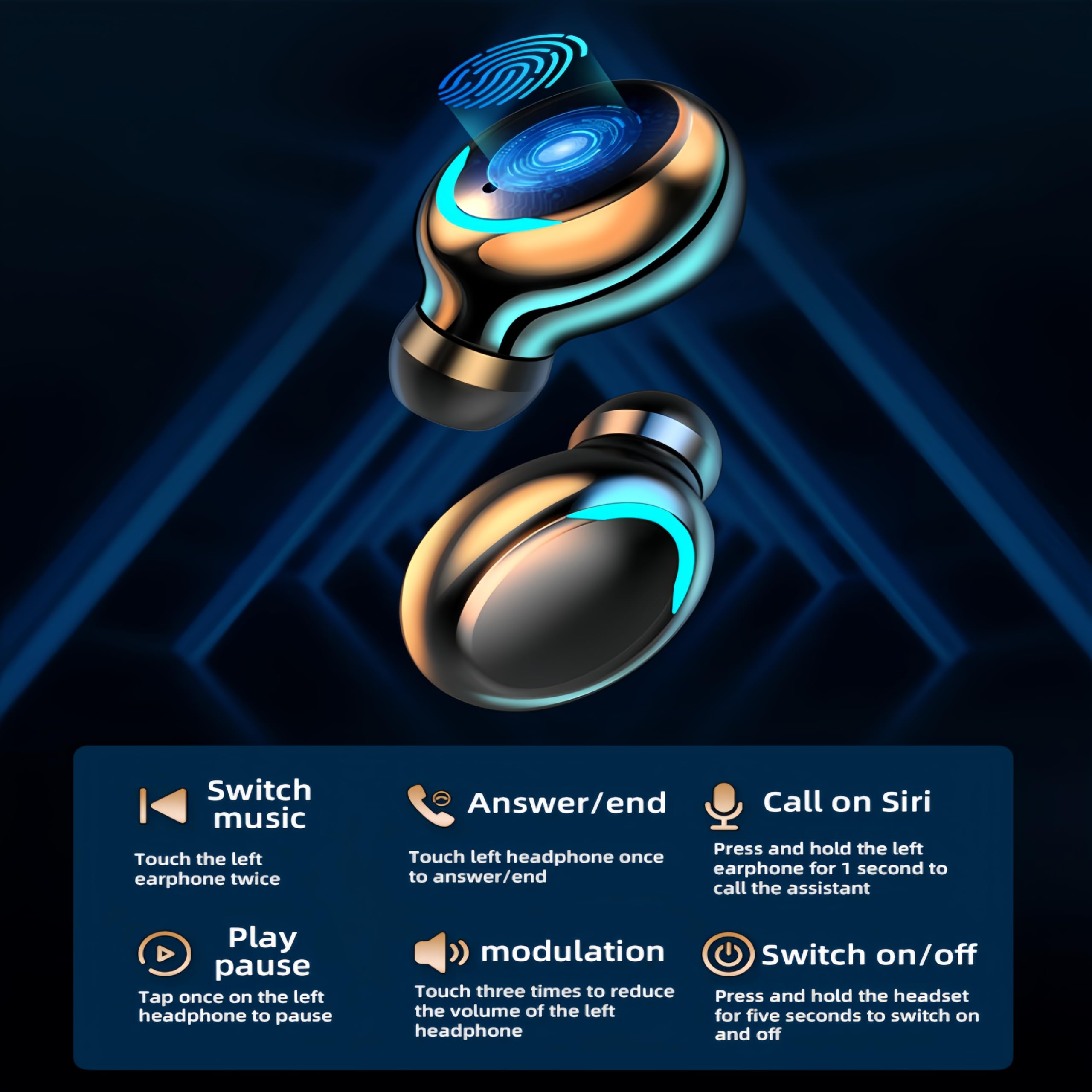 Wireless Bluetooth Earbuds with LED Power Display - Lightweight, Comfortable In-Ear Headphones for Running, Gym, Workout & Travel - Stylish Fashion Accessory for Men & Women