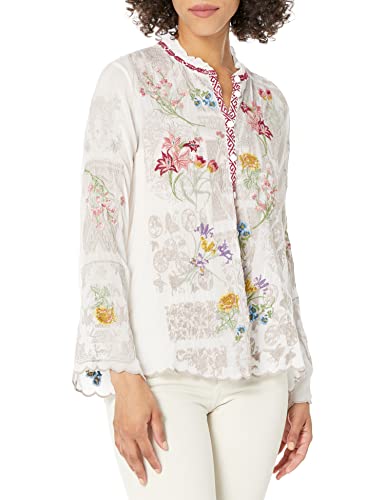 Johnny Was Women's Embroidered Long Sleeve Blouse - Elegant Boho Top for Casual Wear & Special Occasions