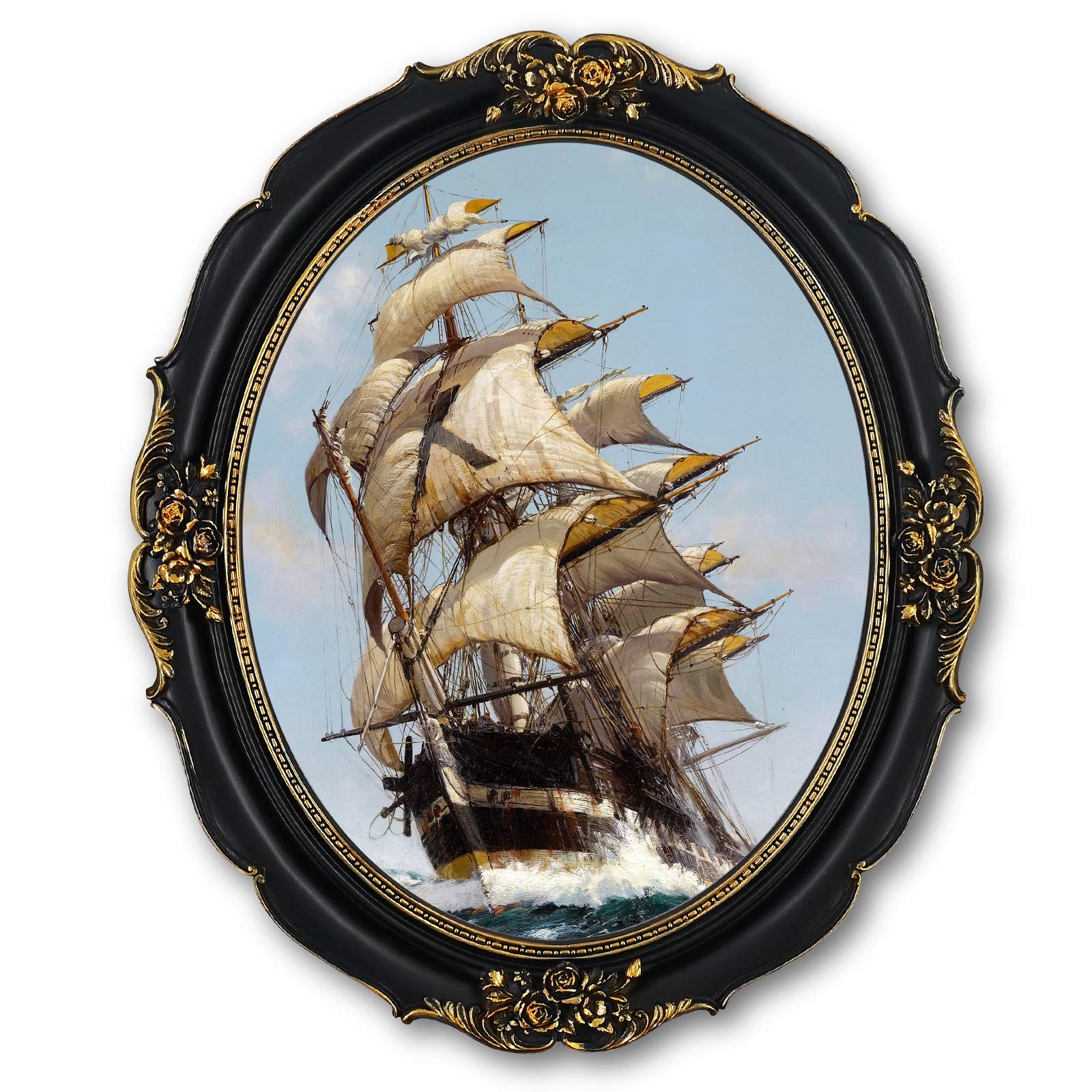 SIMON'S SHOP 11x14 Oval Picture Frames - Black Antique Wall Photo Frame with Vintage Style | Perfect for Home Decor, Gallery Walls & Displaying Family Photos