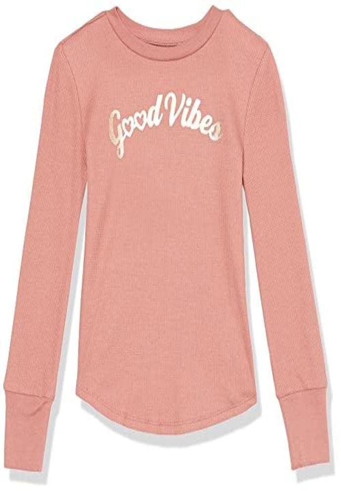 GAP Girls' Long Sleeve Waffle Crew Top Shirt - Soft & Comfortable Cotton Blend for School, Play & Everyday Wear | Cute Casual Outfit for Toddler & Kids