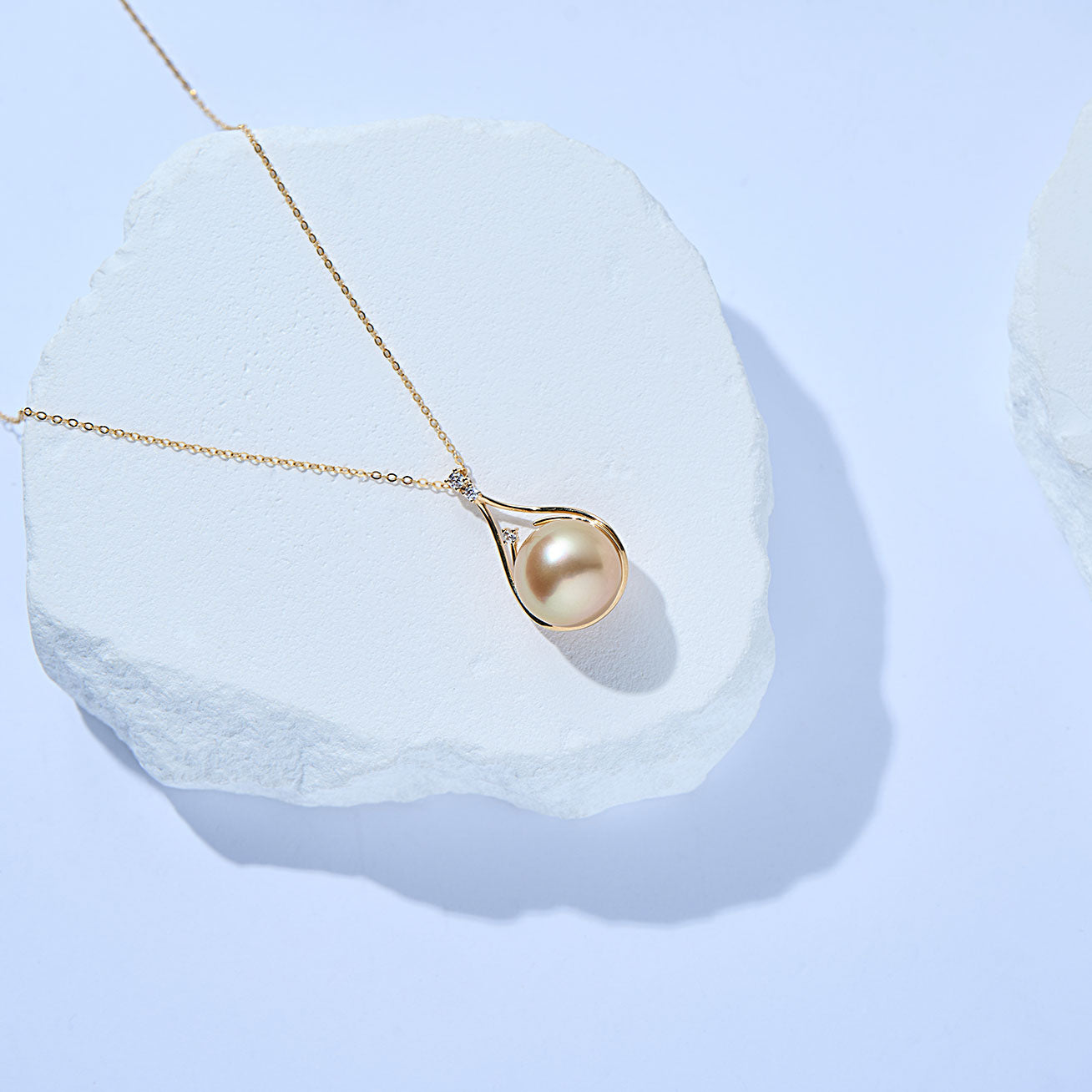 18K Solid Gold South Sea Golden Pearl Necklace KN00306 - Luxury Pearl Jewelry for Women, Elegant Bridal Gift, Anniversary Present & Formal Occasion Wear
