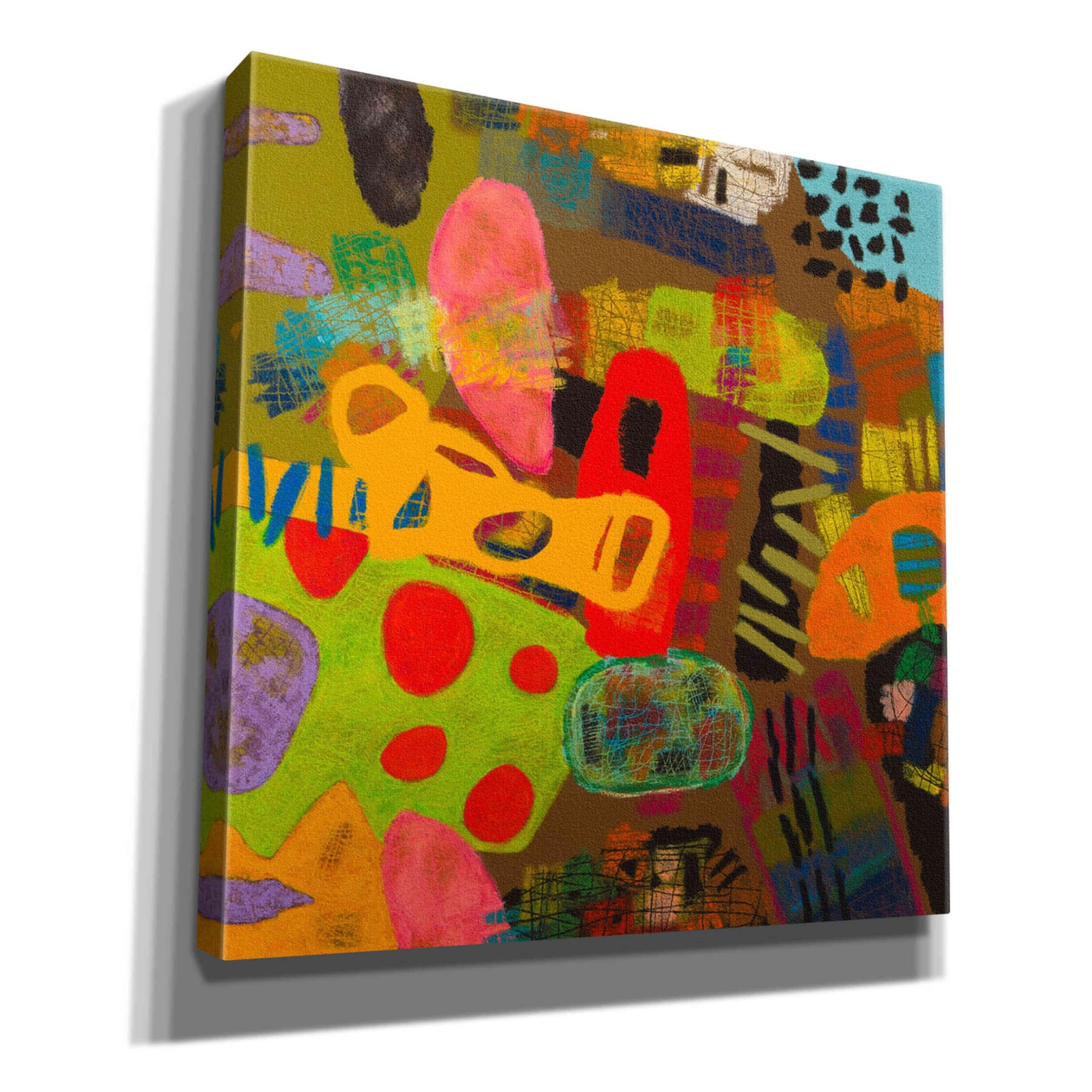 Epic Graffiti 'Conversations in the Abstract 19' by Downs - Premium Giclee Canvas Wall Art Print 18x18 Inches - Modern Abstract Graffiti Painting for Living Room, Bedroom & Office Decor