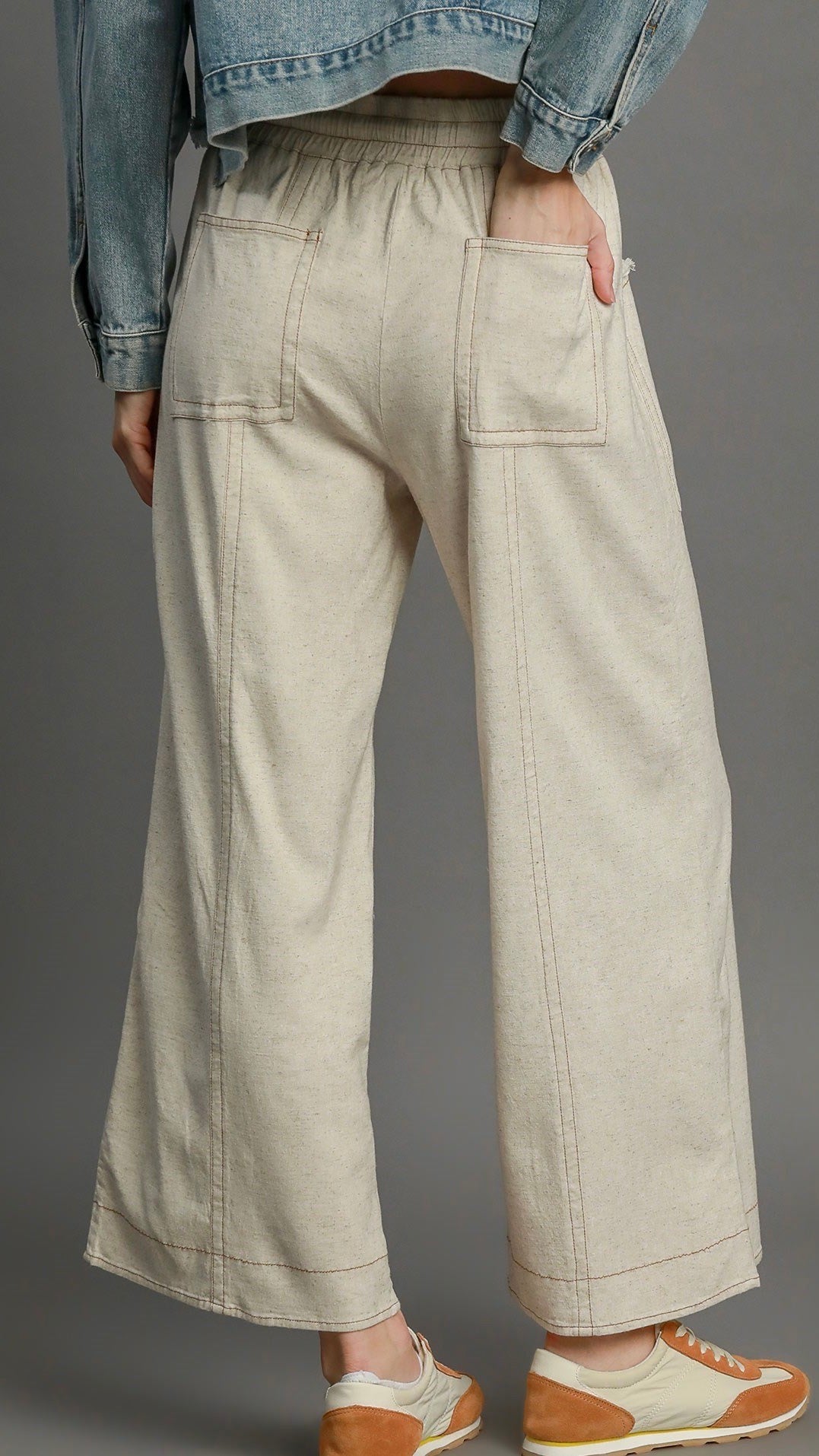 Hudson Wide Leg Linen Pants for Women - Soft & Breathable Oatmeal Color - Perfect for Summer, Beach, and Casual Outings