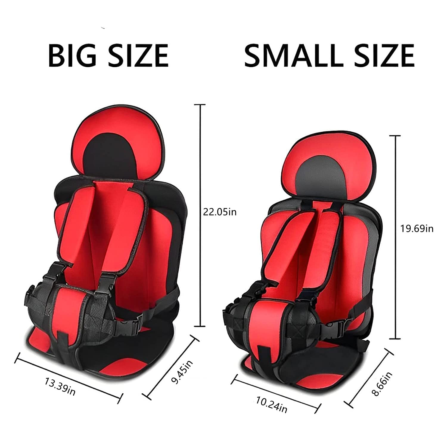 Portable Car Seat Cushion for Travel - Adjustable Safety Harness, Foldable Baby Seat for Golf Cart & Car - Ride Safer Travel Vest (Black, Small 19.69x10.24x8.66in) - Perfect for Road Trips, Airplane Travel & Outdoor Adventures