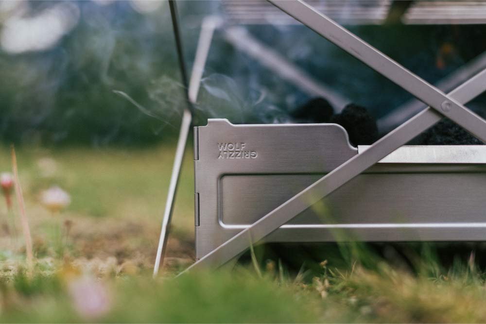 Wolf and Grizzly Campfire Trio - Portable Fire Pit with Folding Grill & Ferro Rod | Compact Camping Cooking Kit for Backpacking, Picnics & Outdoor Adventures | Perfect for Roasting Marshmallows, Grilling Burgers & Campfire Cooking