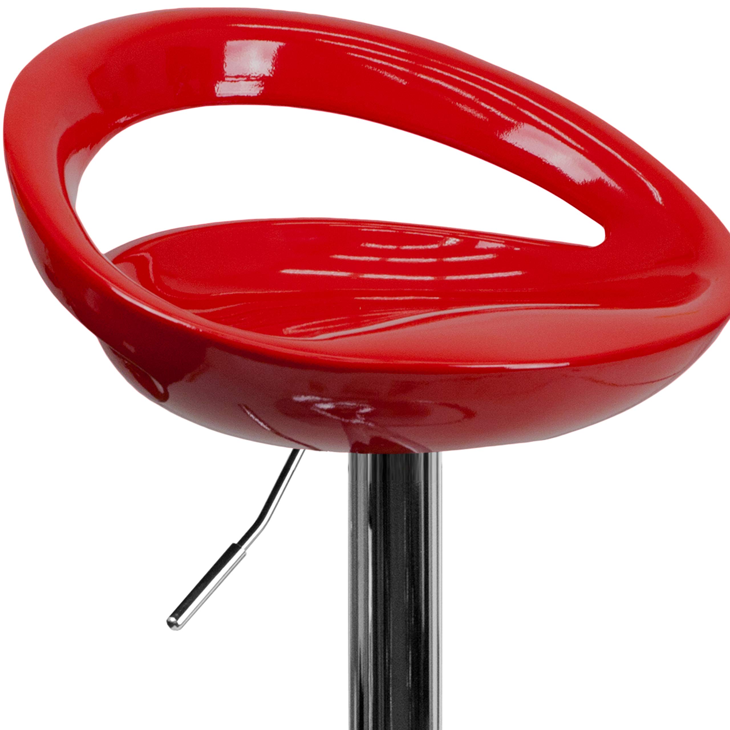 Flash Furniture Adjustable Height Red Plastic Bar Stool - Set of 1 - Perfect for Kitchen Islands, Breakfast Bars & Home Bars