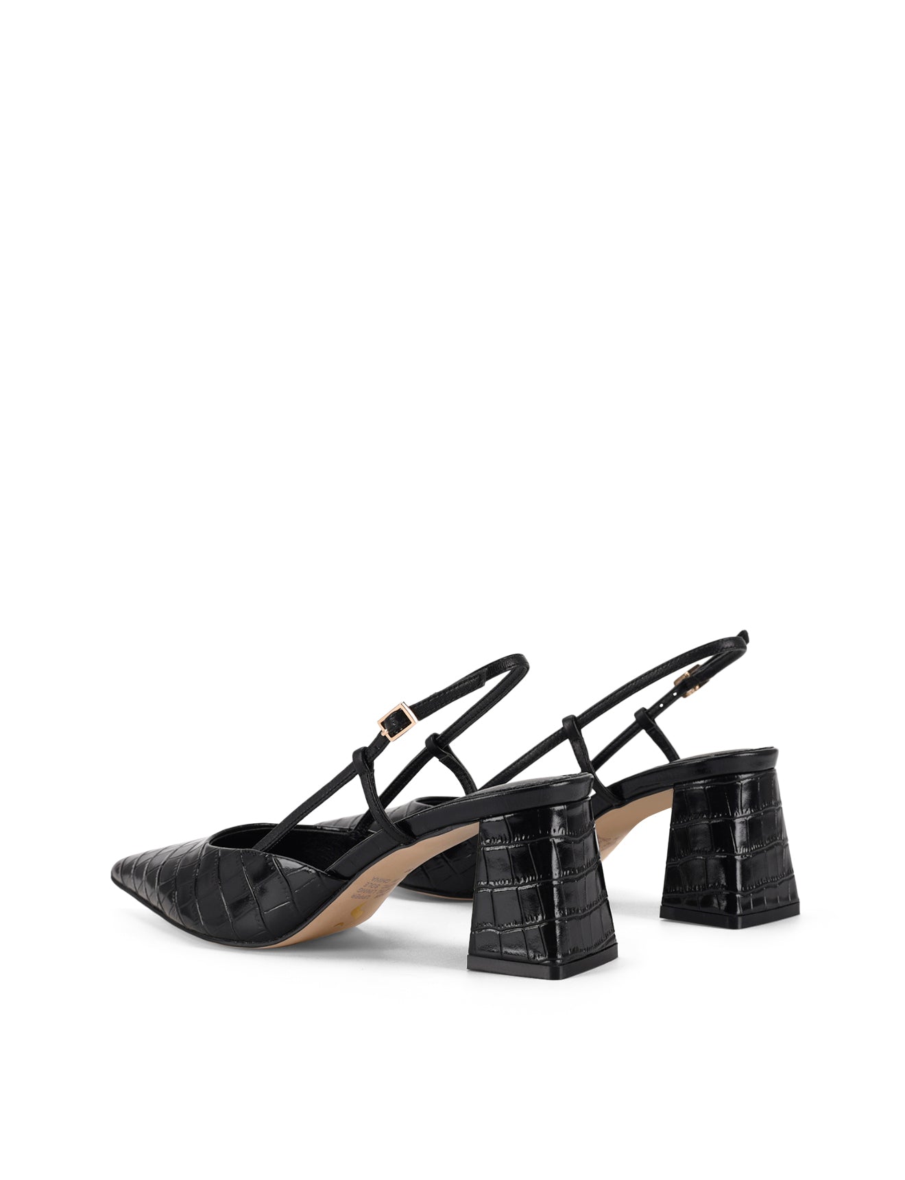 Yasmine Slingback Heels - Black Crocodile Leather Pumps for Women | Elegant Dress Shoes for Weddings, Parties & Office Wear