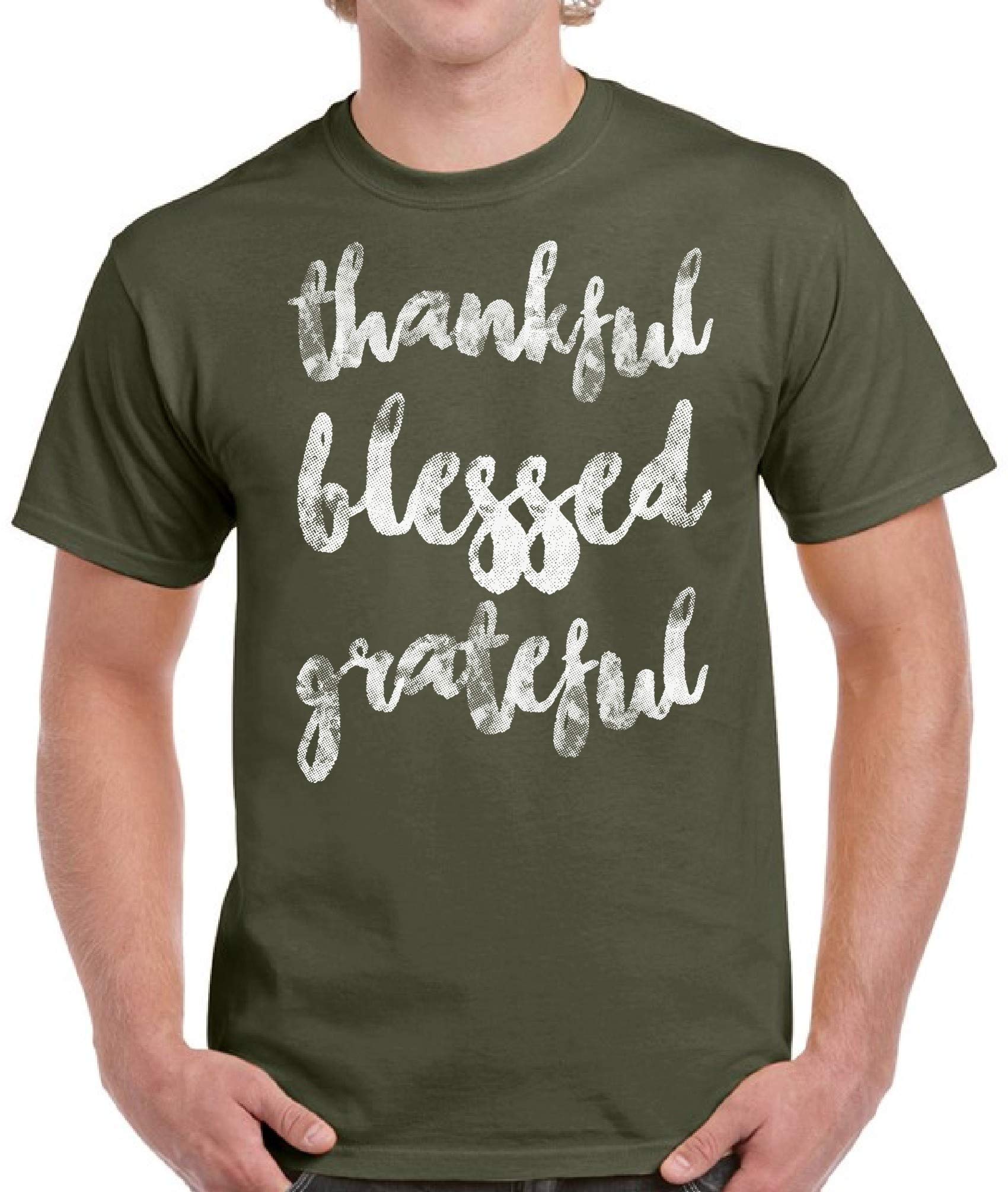 Funny Ugly Christmas Sweater & Thanksgiving T-Shirt - Thankful Blessed Grateful Shirts for Men - Perfect for Holiday Parties & Family Gatherings