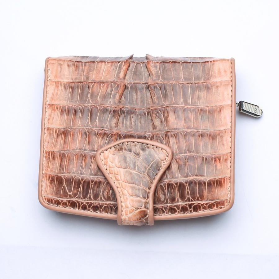 Two-Tone Old Rose Crocodile Embossed Women's Wallet - Luxury Leather Clutch for Everyday Use & Special Occasions