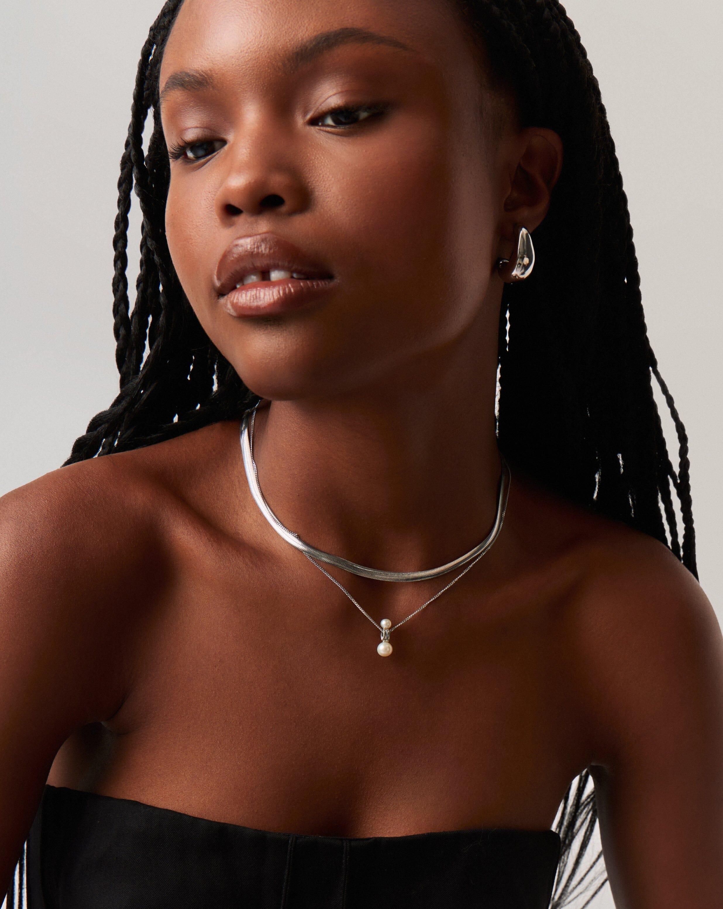 Pearl Ridge Pendant Chain Necklace - Sterling Silver with Genuine Pearl | Elegant Jewelry for Women, Perfect Gift for Birthday, Anniversary & Special Occasions