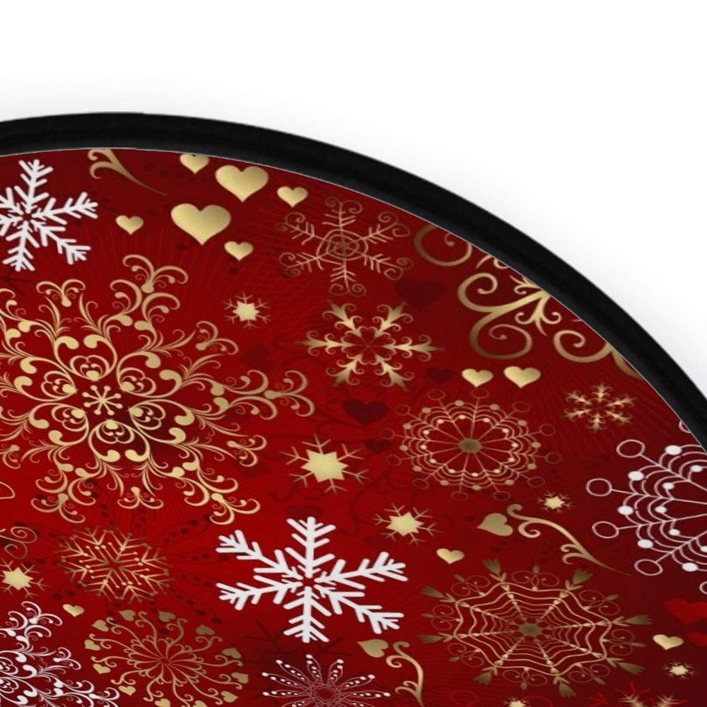 Christmas Snowflakes Red Round Area Rug - 5' Diameter Non-Slip Polyester Floor Mat for Living Room, Bedroom & Kids Play Area | Holiday Decor & Yoga Mat