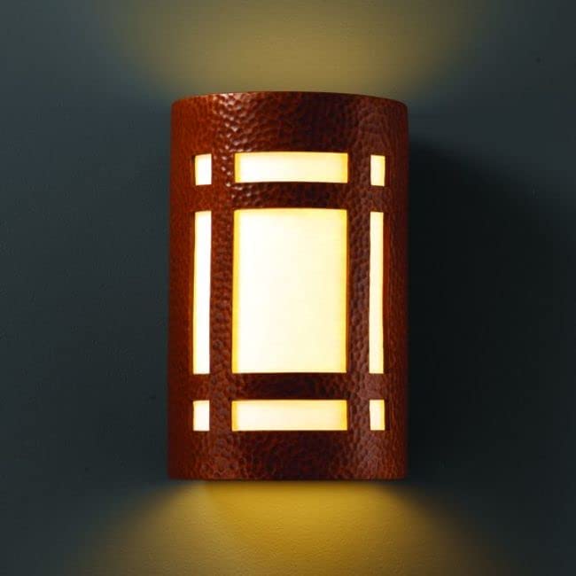 Justice Design Group Ambiance Collection 2-Light Wall Sconce - Bisque Finish | Modern Wall Lighting Fixture for Bedroom, Living Room & Hallway Decor