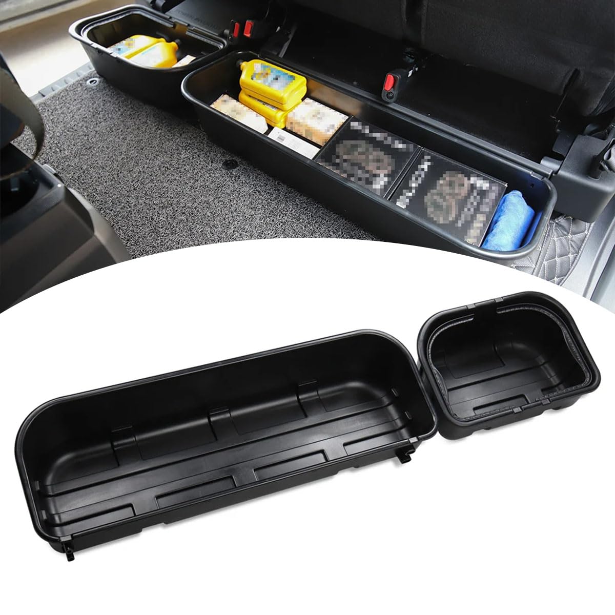 Louiedf Under-Seat Storage Box for Ford Raptor F150 2015-2024 | Black 2-in-1 Adjustable Truck Seat Tool Box Organizer | Perfect for Car Accessories, Camping Gear & Work Tools Storage