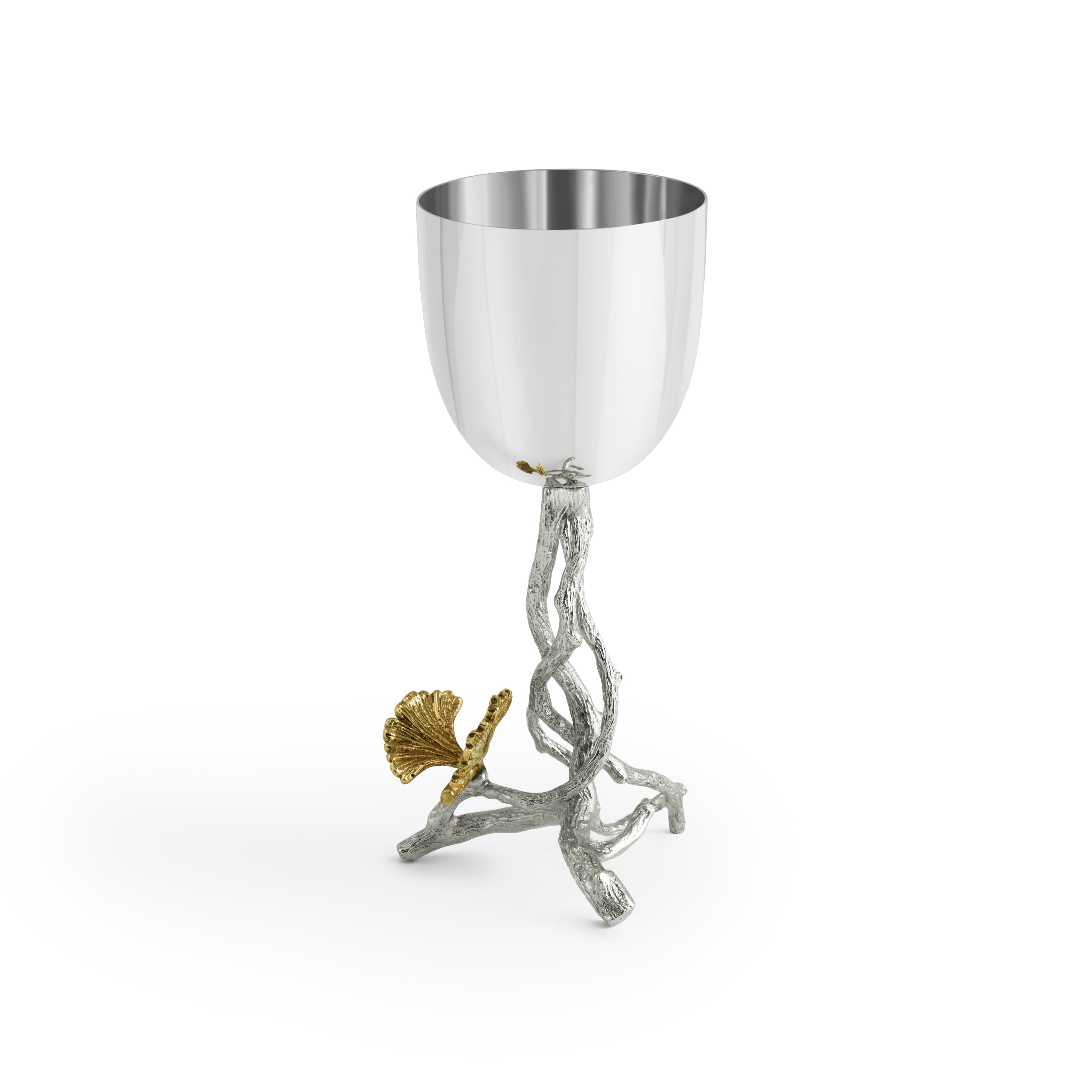 Elegant Butterfly Ginkgo Kiddush Cup - Handcrafted Jewish Ritual Wine Goblet for Shabbat, Holidays & Special Ceremonies - Perfect for Passover, Rosh Hashanah & Wedding Celebrations
