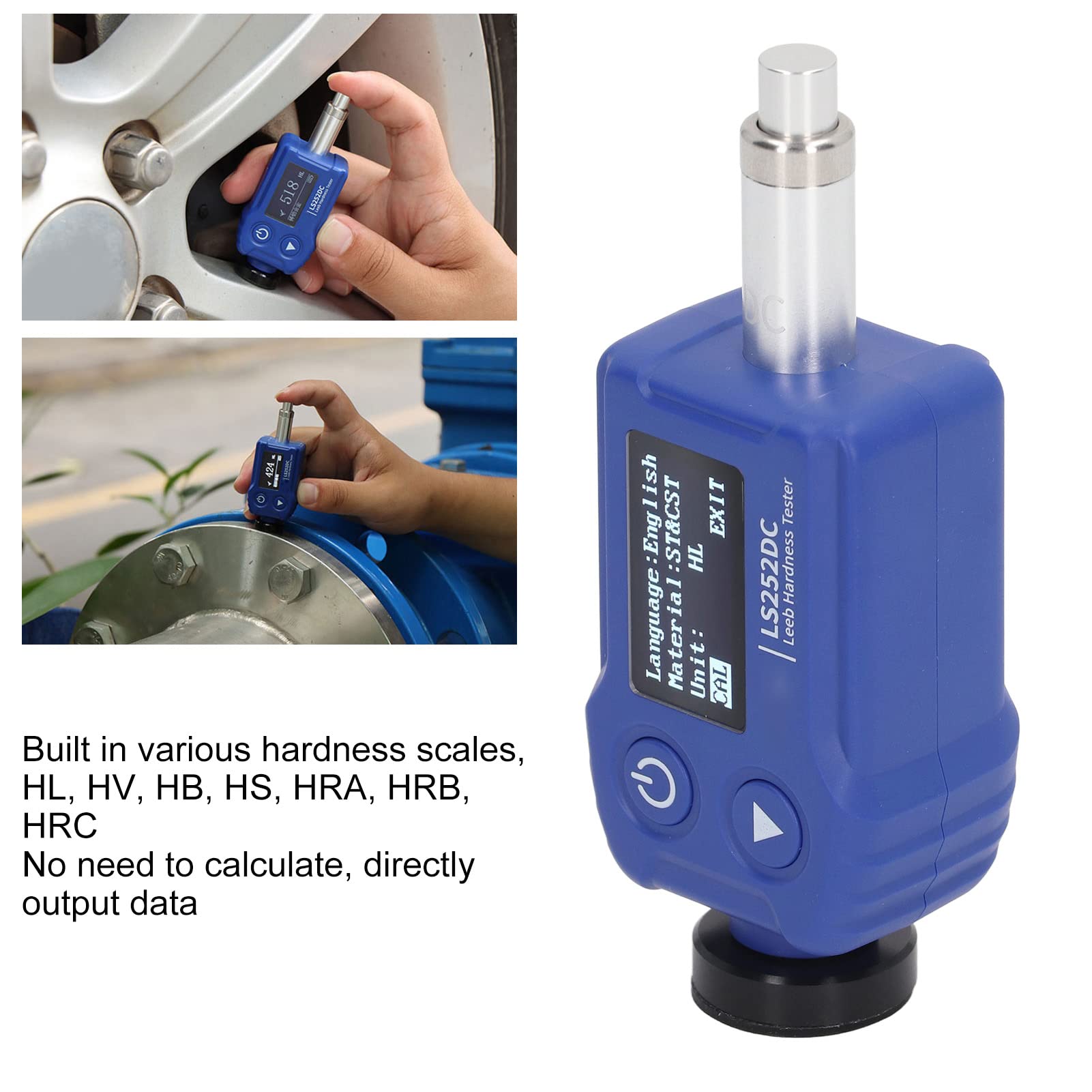 Digital Hardness Tester - Portable Metal Hardness Meter with HL/HV/HB/HS/HRA/HRB/HRC Scales | Accurate for Steel, Aluminum & Alloy Testing | Workshop & Quality Control Use