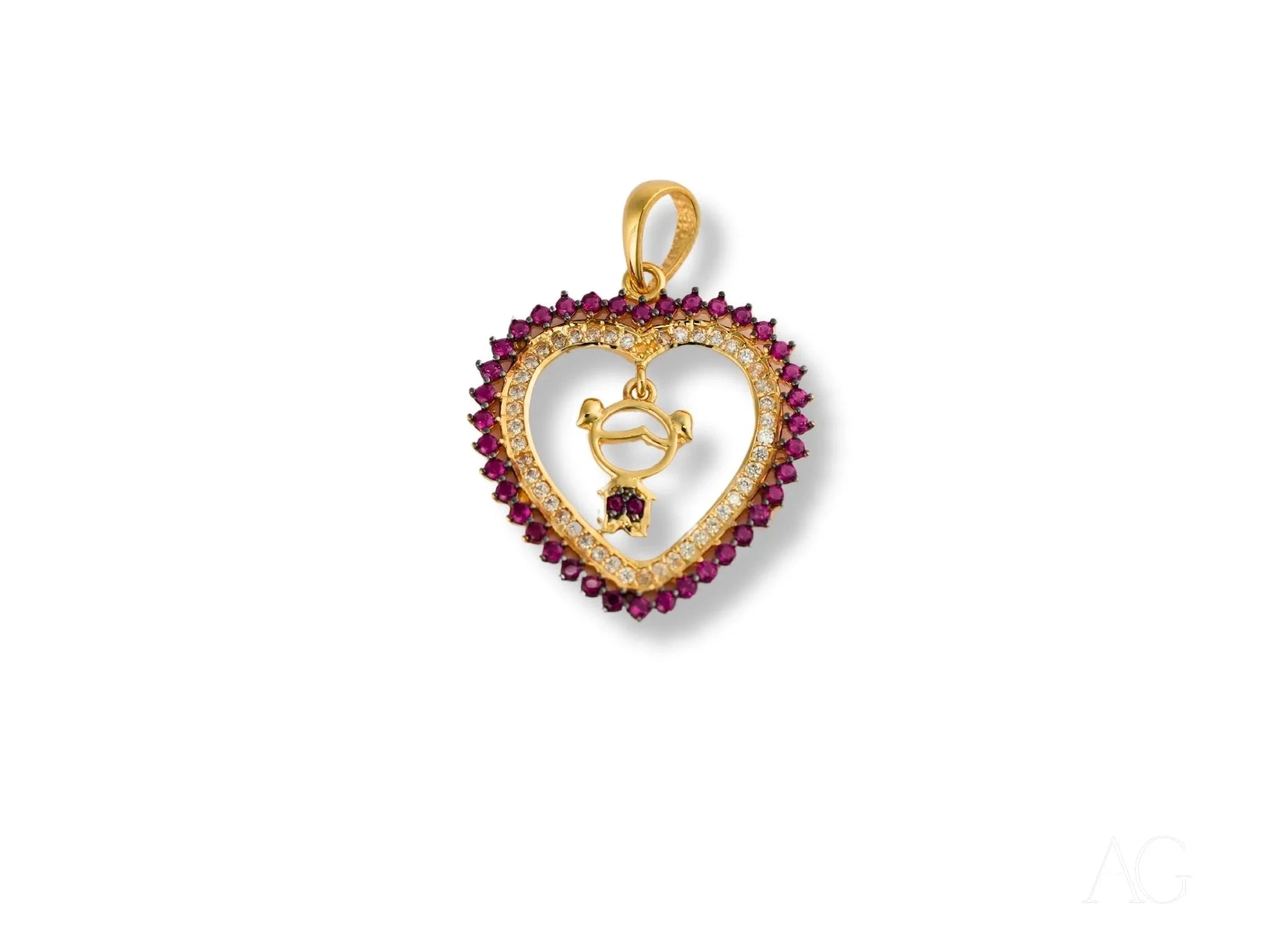18K Gold Red CZ Heart Pendant Necklace - Elegant Valentine's Gift for Her, Anniversary Jewelry, Romantic Birthday Present for Girlfriend, Wife, or Loved One - Perfect for Date Nights, Weddings, and Special Occasions