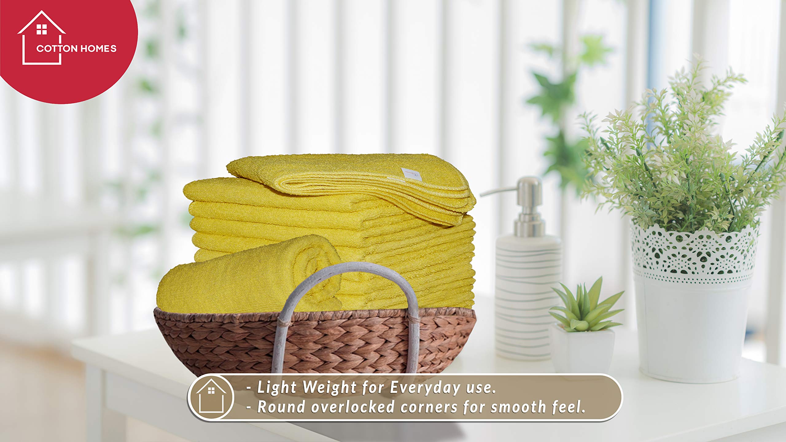 12x16 Inch Multipurpose Cleaning Towels (36-Pack) - 100% Premium Cotton & Microfiber Blend, Eco-Friendly Yellow Cleaning Rags for Kitchen, Bathroom, Car, Hotel, Spa, Gym & Salon Use