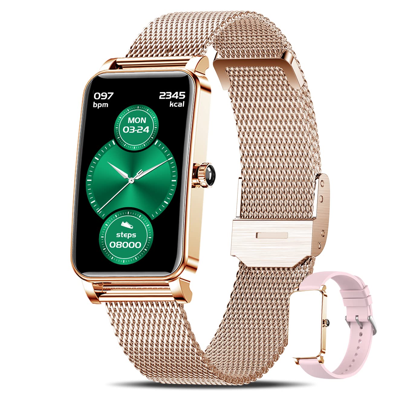 Women's Smart Watch - Heart Rate, Sleep & Fitness Tracker for Android/iOS - IP68 Waterproof - Perfect Gift for Her (Gold) - Ideal for Workouts & Daily Use